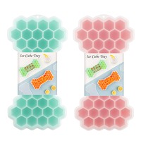 2 moldes de silicona para cubitos de hielo con forma de hueso, sin BPA, con tapa, diseño creativo de panal.
