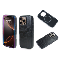 Étui de téléphone en cuir PU gaufré pour iPhone 16e, Housse de protection antichoc, antidérapante et anti-traces de doigts