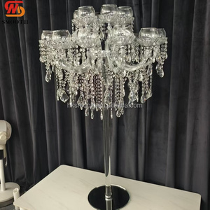 SMOOTH Hot Selling Luxury 9 Head Table Centerpiece Candelabra Clear Transparent <b>Crystal</b> Candle Stand Fit <b>Real</b> Candle - Product Image 3