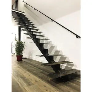 World Best Selling Products Solid Wood Stair Treads Stainless Steel Tshaped Support Railing Staircase Designs