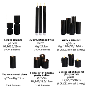 4 "5" 6 "7" 8 "9" Pin hoạt động thực sáp trụ cột <span class=keywords><strong>LED</strong></span> nhấp nháy màu đen Flameless nến với Swing ngọn lửa điều khiển từ xa & hẹn giờ - Product Image 3