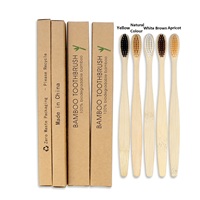 Échantillon Gratuit - Vente en Gros Personnalisée - Brosse à Dents en Bambou Noir Biodégradable et Écologique - Manche Rond - Brosse à Dents en Bambou au Charbon de Bois