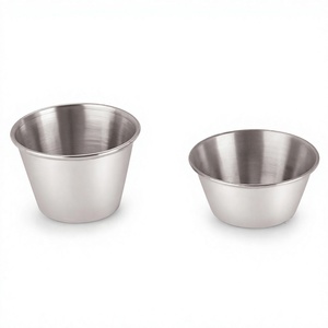 Stainless Steel Sauce Cups 2-Pack Metal Utensils for Serving - Product Image 1