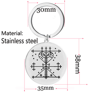 Voodoo Veve simboli Sigil Charm gioielli Vodou <span class=keywords><strong>Lwa</strong></span> Loa Amulet talismano Fine lucidatura ciondolo in acciaio inox portachiavi - Product Image 2