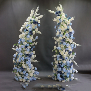 Arche de mariage en forme de trompette avec toile de fond florale, arrangement d'arche de fleurs artificielles, décoration de mariage - Product Image 5