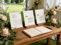 Ensemble de papeterie à l'aquarelle tropicale avec motifs de verdure |   Cartes d'information minimalistes pour mariage à la plage, inserts sur l'hébergement et cartes de remerciement