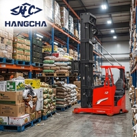 Chariot élévateur latéral Hangcha 1,2t avec plateforme pour conducteur, certifié CE, pour allées étroites (VNA), empileur tri-latéral, batterie lithium-ion, chariot élévateur hydraulique à fourches latérales