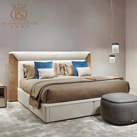 Lit double en bois de luxe haut de gamme BS, style minimaliste, pour villas, hôtels, design italien, chambre principale