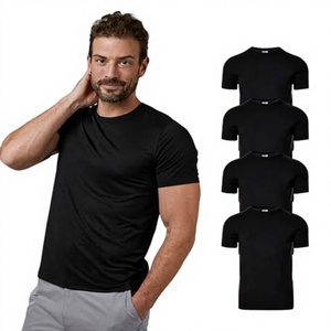 เสื้อยิมไซส์ US ผ้าโพลีเอสเตอร์ 95% สแปนเด็กซ์ 5% สีพื้น 180 กรัม แห้งเร็ว สกรีนโลโก้ได้ แขนสั้น ทรงเข้ารูป เสื้อผ้าออกกำลังกายผู้ชาย ฟิตเนส - Product Image 3