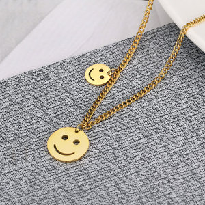 Collier avec pendentif visage souriant en acier inoxydable 316L plaqué or 14k 18k PVD, étanche, avec logo personnalisé, pour hommes et femmes - Product Image 2