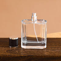 Flacons de parfum carrés en verre luxueux - 50 ml et 100 ml, flacons vides rechargeables avec logo personnalisé, gravure à l'acide, pulvérisateur à pompe