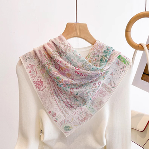 Khăn lụa tơ tằm in họa tiết Monet's Garden, không yêu cầu số lượng đặt hàng tối thiểu, chất liệu georgette, khăn choàng saree, 100% lụa, khăn lụa foulard. - Product Image 6