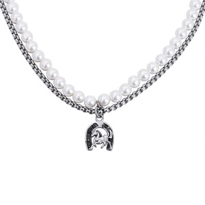 Collares al por mayor de acero inoxidable con colgantes de cabeza de caballo, diseño retro de moda, gargantilla de perlas, collar con dijes - Product Image 1