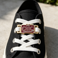 Verrous de lacets de chaussures en métal réglables, personnalisables avec logo et lettre en émail souple, vente en gros