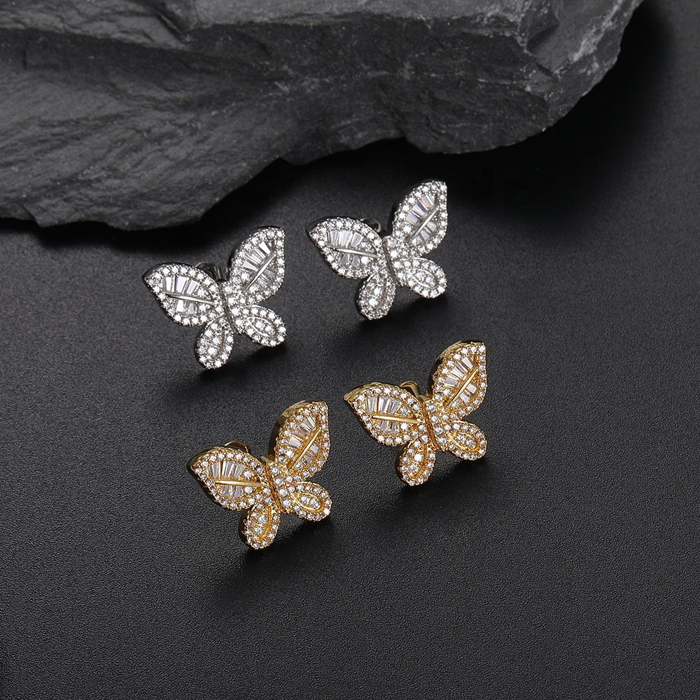 earrings big silver butterfly