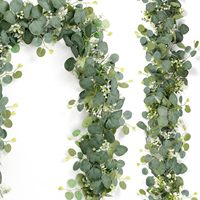 Guirlande artificielle d'eucalyptus avec fleurs blanches, fausse vigne verte pour arche de mariage, table, décoration murale de la maison