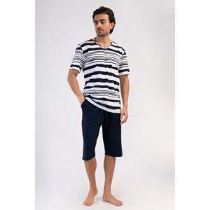Conjunto Deportivo para Hombre CEPLI ERKEK P.SUPREM XXL con Cuello en V, Manga Corta y Pantalones Capri - Azul Marino - Azul Marino - Product Image 1