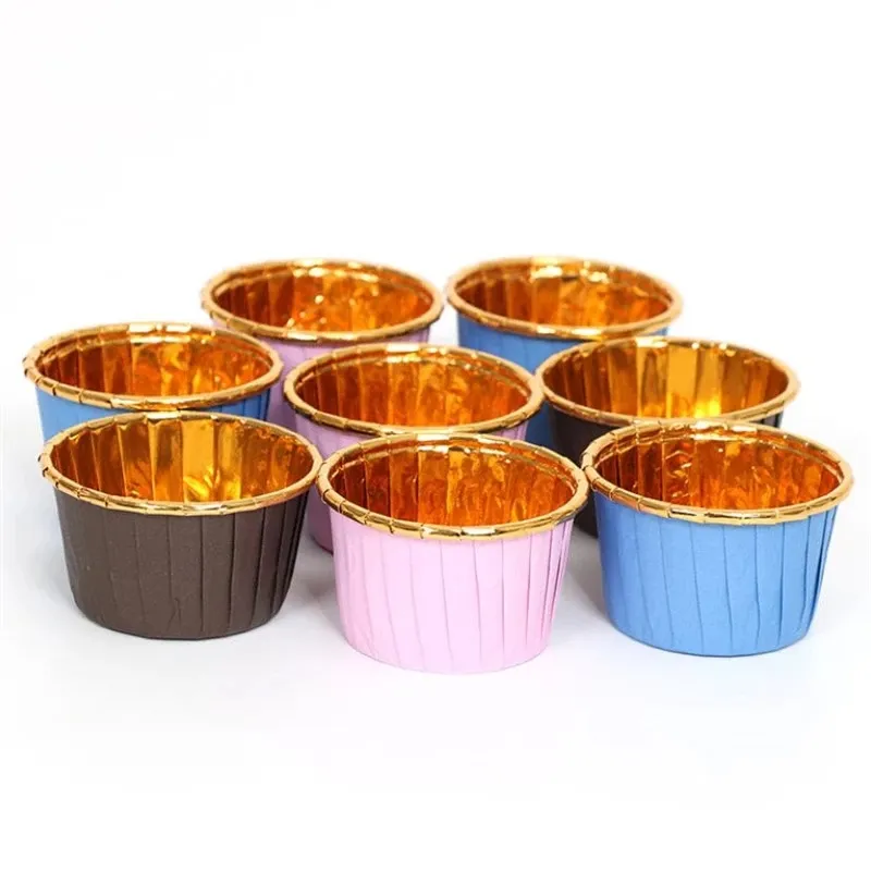 Aluminum Foil Cupcake Cups Disposable Muffin Liners Baking Cups Cupcake Tip Pan Ramekin Holders Little Pudding Cups