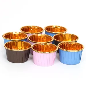 Cangkir Cupcake Foil aluminium sekali pakai liner Muffin mangkuk kue ujung panci Ramekin pemegang cangkir puding kecil