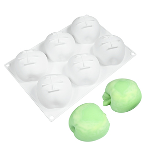 Moldes de silicona 3D con forma de manzana de 6 cavidades para helados, chocolate, mousse y pasteles, ideales para repostería y panadería. - Product Image 3