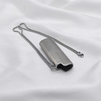 Collier pendentif étui à briquet en acier inoxydable inaltérable personnalisé, bijou de cou tendance pour homme style punk hip-hop