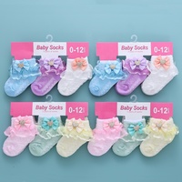 Princesse mignon respirant dentelle nœud papillon couleur bonbon été maille infantile chaussettes coton joli amour bébé fille chaussettes