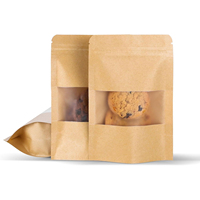 Sachet Doypack en Papier Kraft de Haute Qualité avec Fenêtre Transparente, Emballage Personnalisé à Fermeture Zip pour Viandes et Snacks