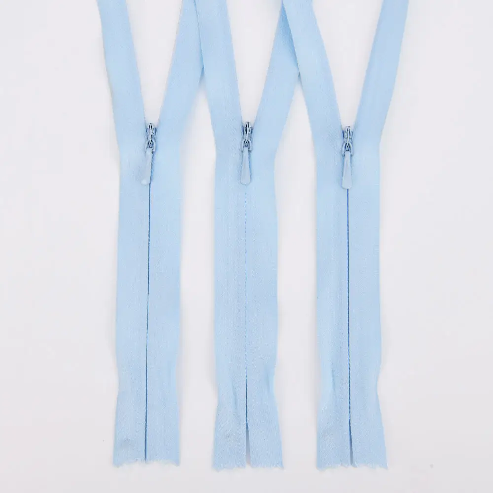 Kustom pita kain nilon ritsleting tidak terlihat dengan penarik Waterdrop untuk garmen dan rok