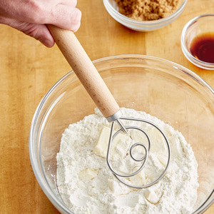 <span class=keywords><strong>Fouet</strong></span> <span class=keywords><strong>à</strong></span> pâte danoise en acier inoxydable / Outil de pâtisserie / Mélangeur de farine / Fournitures pour la cuisson du pain avec manche en bois - Product Image 1