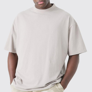 Camiseta de algodón 100% unisex para verano, lisa, al por mayor, estilo streetwear, con hombros caídos, oversize, de peso pesado, en blanco, para hombre - Product Image 1