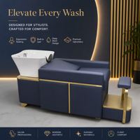 Fauteuil de lavage professionnel de luxe moderne et durable avec bac en céramique, confortable et semi-inclinable, pour salon de coiffure