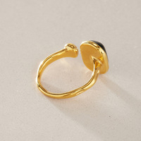 Bague asymétrique en obsidienne plaquée or 18 carats en acier inoxydable, hypoallergénique, résistante à l'eau et à la décoloration, bijoux minimalistes pour femmes