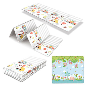 Alfombra de gateo para bebés Huaying de 175x146 cm, plegable de doble cara, de espuma EVA, para bebés de 0 a 24 meses, con diseño de dibujos animados. - Product Image 4