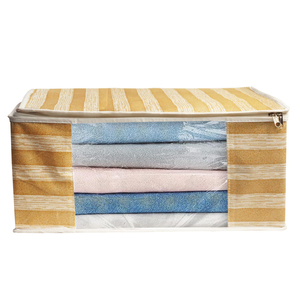 Stripes Print Brown Transparent Saree Pouch Work Saree Cover For Womens In Wholesale High Quality Transparent Saree <b>Storage</b> <b>Bag</b> - Product Image 1