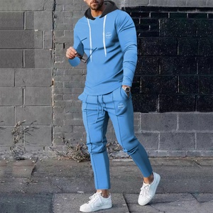 Otoño Invierno logotipo personalizado tela suave poliéster viaje ocio <span class=keywords><strong>Slim</strong></span>-Fit hombres conjuntos ropa deportiva chándal alta calidad chándal - Product Image 3