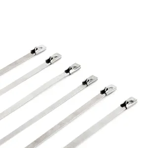 Alta Qualidade Universal Aço Inoxidável Zip Tie/PVC Coberto Cable Tie-ball Lock Tipo