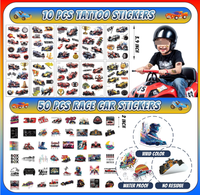 Raceauto Party Slap Armbanden Polsbandjes Sleutelhangers Tattoo Stickers Mini Voertuigen Auto's Modellen Speelgoed Cadeau Traktatie Doosjes Tassen Favorieten