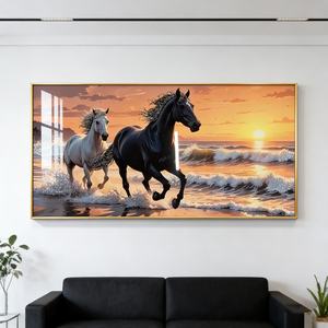 Venta de Fábrica: Cuadro de Porcelana de Lujo con Marco de Caballo, Arte Mural LED Grande de Animales para Sala de Estar, Oficina, Hotel - Product Image 5