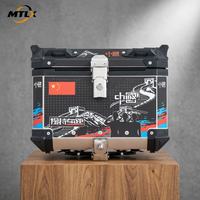 En stock, vente en gros, coffre arrière de moto en aluminium de 45 L, coque renforcée par rivets, ensembles complets d'accessoires de montage