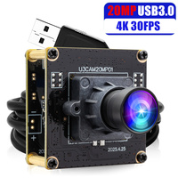 Módulo de Cámara USB 3.0 ELP de 20MP y 27.5fps de Alta Velocidad con Video 4K a 30fps, 0.1 Lux de Baja Luz, Sin Distorsión, Lente Gran Angular para PC