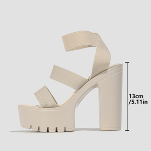 Ready Stock 2024 Super High <b>Heel</b> Waterproof <b>Platform</b> Thick <b>Heel</b> Roman Shoes Summer Internet Celebrity bar High <b>Heels</b> - Product Image 6