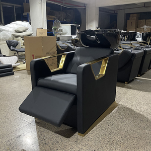 Sillón de Peluquería de Cuero PU Negro con Lavacabezas y Lavabo, Estación Moderna para Lavado de Cabello - Product Image 3