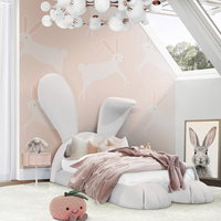 Lit de lapin enchanteur, durable, confortable et écologique, avec revêtement en velours et lumières LED pour chambre d'enfant