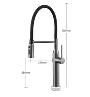 Robinet de cuisine commercial moderne avec douchette extractible, mitigeur monocommande à ressort pour évier, en acier inoxydable SUS 304, à poser sur plan