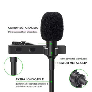 Microphone Lavalier Clip-on Filaire Externe Portable <span class=keywords><strong>Jack</strong></span> 3.5mm pour Téléphone, <span class=keywords><strong>Micro</strong></span> Condensateur Mains Libres pour Enseignement et Discours - Product Image 2