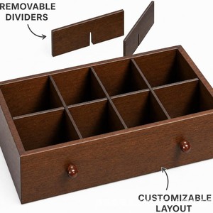 Solid Wood Desktop <b>Storage</b> <b>Box</b> With <b>Drawers</b> Brown Rectangle Office Organizer For Desk Accessories Shandong Made - Product Image 5