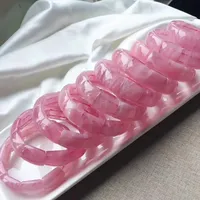 Bracelet jonc en quartz rose naturel pour femme, perles tendance Madagascar, extensible, cristal clair AAAAA, 15 mm, pour anniversaire