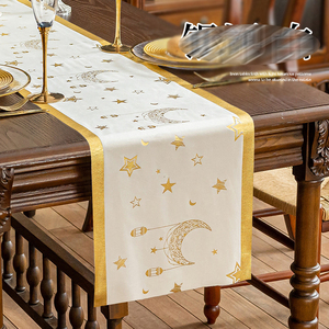33*180cm musulmán oro impreso sello lámina Luna estrella terciopelo caminos <span class=keywords><strong>de</strong></span> <span class=keywords><strong>mesa</strong></span> Eid Mubarak Ramadán Decoración <span class=keywords><strong>de</strong></span> <span class=keywords><strong>mesa</strong></span> moderna suministros - Product Image 4