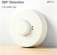 Sensor Radar Microwave 5.8GHz 360 Derajat 1200W 110-240VAC Deteksi Radius 2-30m Kontrol Lampu Plafon yang Dapat Disesuaikan