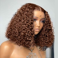 Penjual Wig Rambut Keriting Bouncy Latisha Grosir, Wig Rambut Asli Double Drawn Lace Front, Wig Rambut Mentah Brasil Full Lace Frontal